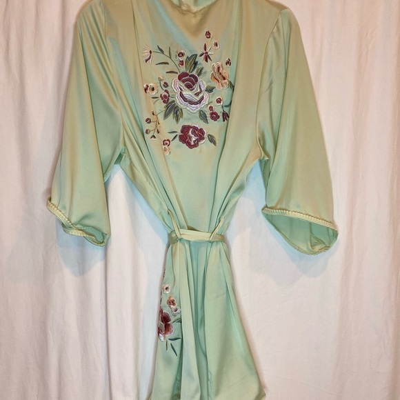 Cost Plus World Market Sage Green Embroidered Robe - Picture 2 of 7